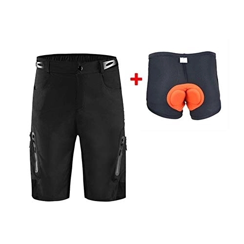 Mountain Bike Short : KTESL Baggy Cycling Shorts Mens MTB Mountain Bike Bicycle Loose Downhill Shorts Pad Cycling Underwear Riding Trousers (Color : BL132B and underwear, Size : XL)