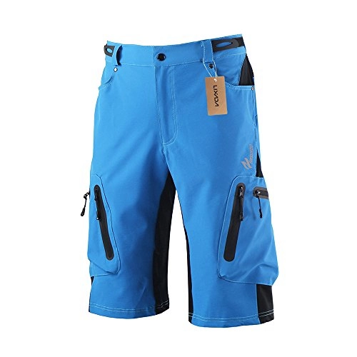 Mountain Bike Short : Lixada Men's Bicycle Shorts Breathable Mountain Bike Shorts Lightweight and Baggy MTB Shorts for Outdoor Cycling Running Gym Training (Blue, M)