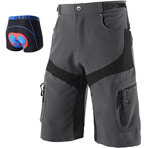 Mountain Bike Short : LXZH Cycling Shorts Men Padded 5D Gel, Cycling Short MTB Mountain Road Bike Sport Shorts Bicycle Pants Underwear Breathable and Quick-drying, Gray, L