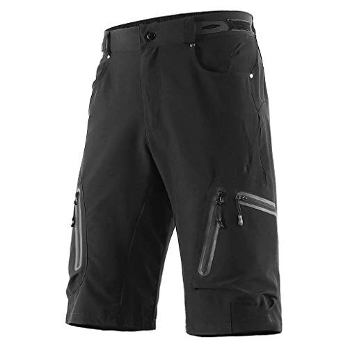 Mountain Bike Short : MTB Shorts Mens Baggy Breathable Cycling Shorts Waterproof Cycle Shorts Adjustable Waistband with 7 Pockets Mountain Bike Shorts for Outdoor Cycling Running Gym Training, Black, M