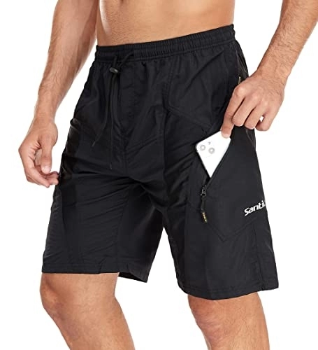 Mountain Bike Short : Santic Men's Mountain Bike MTB Shorts Bicycle Cycling Shorts Loose-Fit 4D Padded