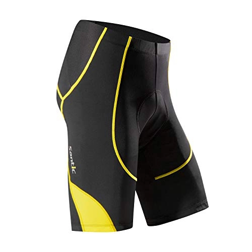 Mountain Bike Short : Santic Mens Cycling Shorts Men Padded Cycle Shorts Mens Road Bike Shorts with Pad Cycling Clothing for Men Yellow EU M