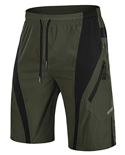 Mountain Bike Short : TACVASEN Mountain Biking Shorts Mens Cycling Shorts Zip Pockets Bike Bottoms Quick Dry Walking Shorts Sport Gym Shorts Lightweight Cycling Shorts Army Green