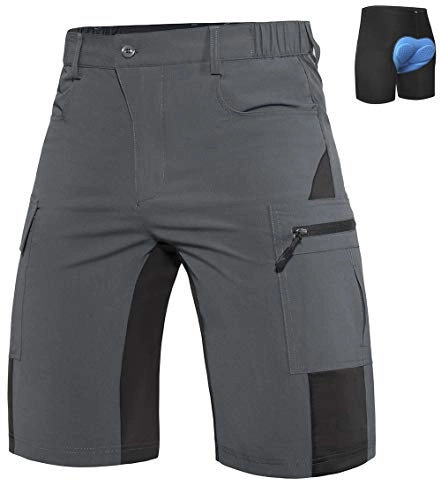 Mountain Bike Short : Wespornow Men's-MTB-Shorts Mountain-Bike-Shorts Loose-Fit-Baggy-Cycling-Bicycle-Biking-Shorts (Grey, 3X-Large)