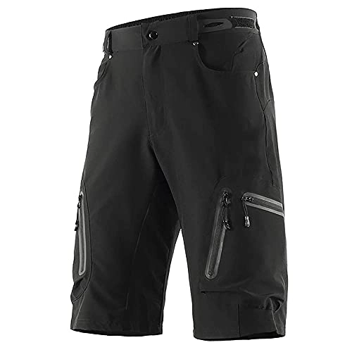 Mountain Bike Short : ZinHen Mens Cycling Shorts, Casual No Padded Mountain Bike Shorts, Quick Dry Breathable Biking Pants Loose Fit Bicycle Shorts for MTB Running Outdoor Sports (Black, S)