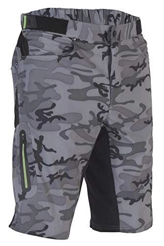 Mountain Bike Short : Zoic Men's Ether Camo Mountain Bike MTB Cycle Riding Short Relaxed Fit 12 inch Inseam, UPF 50+, Green Camo, Size XXX-Large