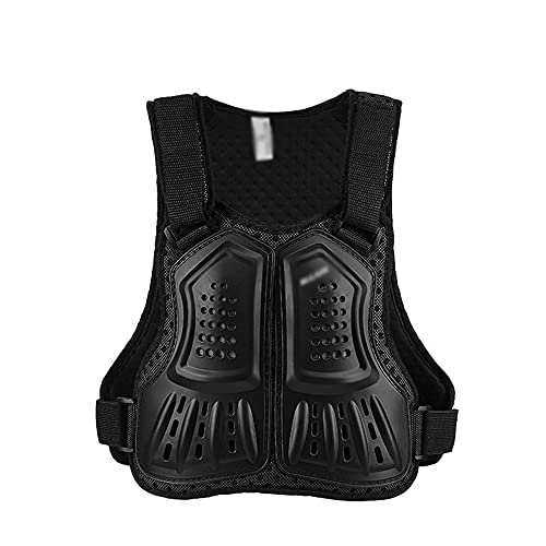 Protective Clothing : TSRJ Motorcycle Body Protective Jacket, Guard Children's Roller Skating Back Protector Chest Guard Ridge Night Reflective Armor Children Riding Armor Clothing, Black-L