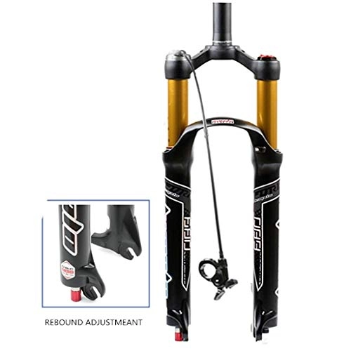 Mountainbike Gabeln : WJC Suspension Mountain Bike Gabel 26 27.5 29 Zoll-Aluminiumlegierung-Fahrrad-Vorderradgabel Fahrradluft Stoßdämpfer MTB Lockout Federweg: 120mm (Color : Gold Straight Tube, Size : 26inch)