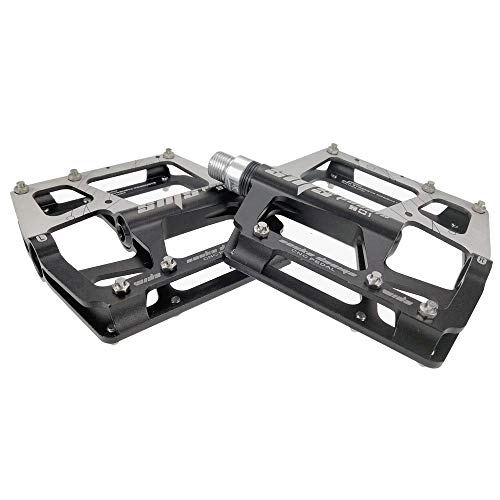 Mountainbike-Pedales : BGROESTWB Fahrrad Pedale Mountain Bike Pedal 1 Paar Aluminium-Legierung Antiskid Durable Fahrradpedale Oberfläche for Rennrad MTB Bike 5 Farben Hybrid Pedal (Color : Black)