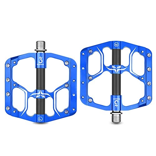 Mountainbike-Pedales : Bike Pedal 3 Bearings 9 / 16 Mountain Bike Pedals High Strength Non-Slip Bicycle Pedals Surface for Road Bikes Flat Bike Pedal, Blau