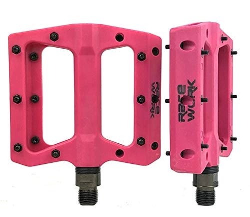 Mountainbike-Pedales : Concise Composite-Flach MTB Gebirgsfahrradpedale Nylonfaser Big Foot Rennrad Bearing pedales MTB (Color : Pink)