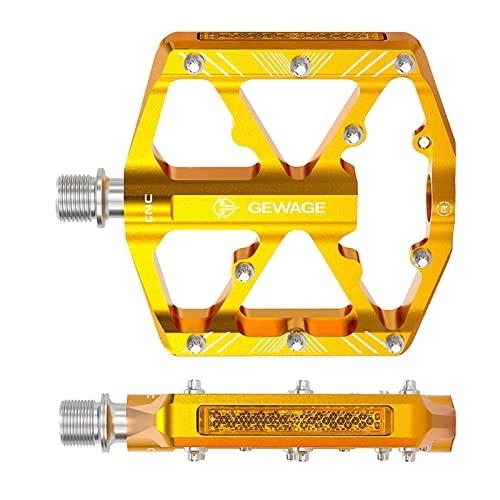 Mountainbike-Pedales : F Fityle Rennradpedale 3 abgedichtete Lager Mountainbike Flachpedale Leichte Aluminiumlegierung Breite Fahrradpedal für BMX / MTB, Pedal, Gold