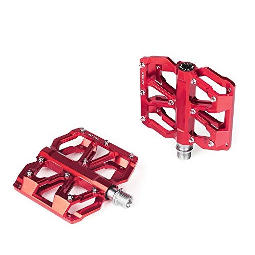 Mountainbike-Pedales : HHERE Men 1 Paar Mountainbike Pedale High-Strength Strong Bunte Aluminium-Legierung CNC gefrste Sealed 3 Lager Pedale for BMX MTB 9 / 16, 104 * 102 * 23mm (Color : Red)