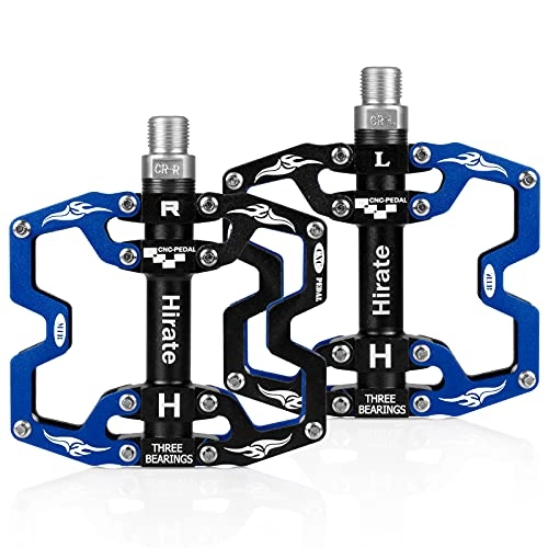 Mountainbike-Pedales : Hirate Mountain Bike Pedal, Antiskid Bicycle Cycling Pedal Flat Alloy Pedals Cycling 3 Sealed Bearings Aluminum Platform Bicycle Pedal for Road MTB BMX 9 / 16