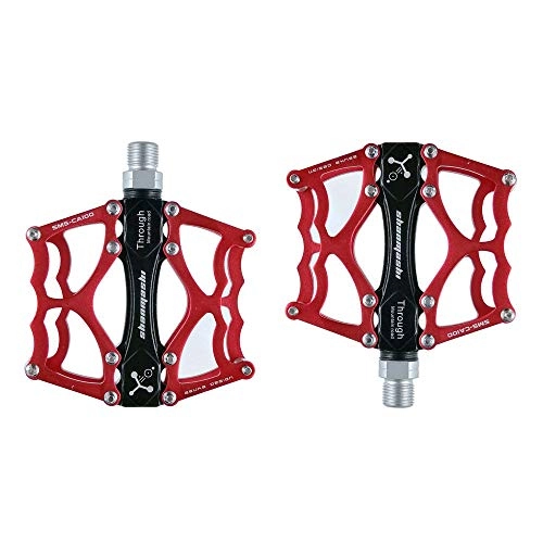 Mountainbike-Pedales : Lwieui Bike-Pedale Fahrrad-Lager Fußpedal Mountainbike Pedal Palin Pedal Aluminium-Legierung Pedal Pedale (Farbe : Red, Size : One Size)
