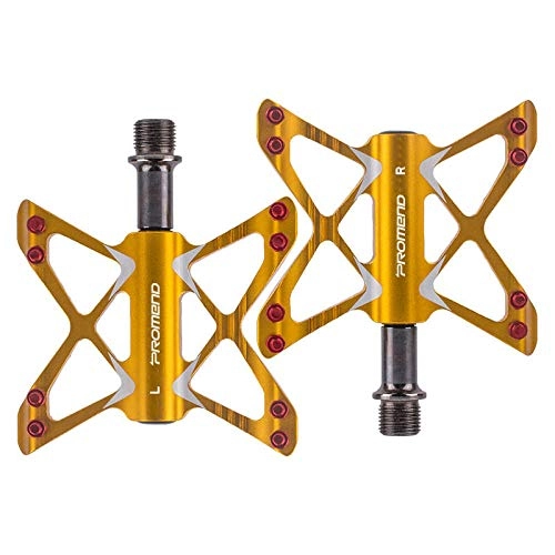 Mountainbike-Pedales : Mountain bike San Peiling foot pedal lightweight aluminum alloy butterfly pedal pedal riding accessories-M56 (bright gold) pair
