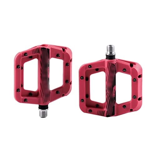 Mountainbike-Pedales : NMNMNM Anti-Vibrations-Mountainbike-Pedal Anti-Rutsch-Leicht-Nylonfaser-Fahrrad-Pedalbrett Hochfestes Anti-Rutsch-Fahrrad-Pedal (Color : Red) (Red)