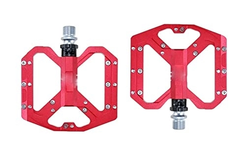 Mountainbike-Pedales : PacuM Plattfüße, ultraleichtes Mountainbike-Pedal, MTB, CNC-Aluminiumlegierung, versiegelt, 3 Lager, rutschfestes Fahrradpedal, Fahrradteile (Color : Red)