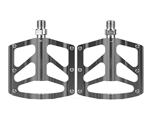 Mountainbike-Pedales : SlimpleStudio Composite Flatpedale, High-End-Pedal für Mountainbikes aus Aluminiumlegierung 3-Lagerpedal-Silber