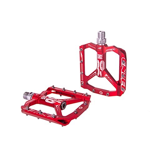 Mountainbike-Pedales : Ultralight Fahrradpedal alle CNC MTB DH XC Mountainbike Pedal L7U Material + DU Bearing Aluminium Pedale (Color : Red)