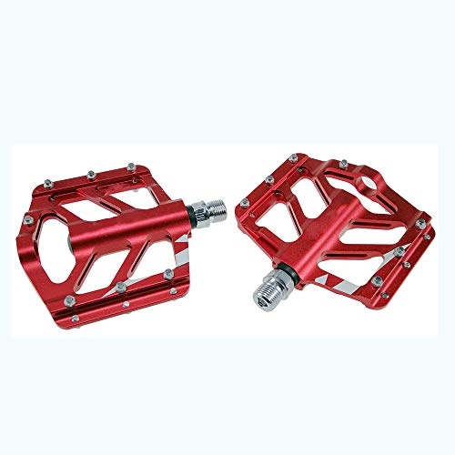 Mountainbike-Pedales : XUANX Aluminiumpedal Mountain Road Atmungsaktiv Breites, bequemes und leichtes Universal-Fahrradpedallager-Pedal, Red
