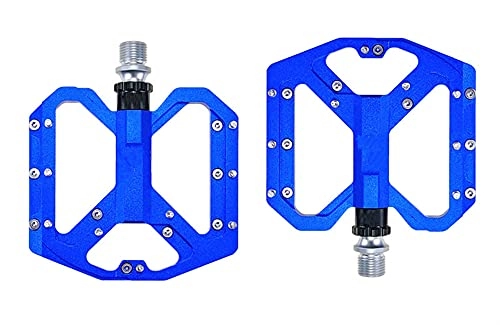 Mountainbike-Pedales : YMBHUO Flacher Fuß Ultralight Mountainbike Pedale MTB CNC Aluminiumlegierung versiegelt 3 Lager Anti-Slip-Fahrradpedale Fahrradteile (Color : Blue)