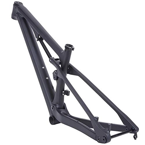 Mountainbike-Rahmen : LJHBC Fahrradrahmen T800 Mountainbike-Rahmen mit Kohlefaseraufhängung 148 x 12 mm Vollfederung steigern Fahrradzubehör 27, 5 / 29ER (Color : Black, Size : 27.5x17.5in)