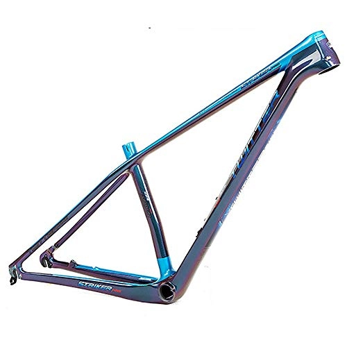 Mountainbike-Rahmen : Ouqian Fahrrad Rahmen Fahrradrahmen 18K Carbon-Faser-Gebirgsrahmen Querfeldeinfarbwechsel Mountain Bike Carbon Rahmen Fahrradrahmen (Farbe : Black, Size : 27.5Inch)