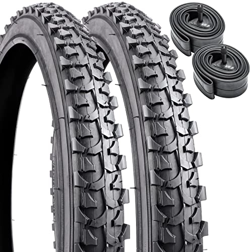 Mountainbike-Reifen : 2 Stück 20 Zoll Mountainbike-Reifen 50, 8 x 5 cm (50-406) plus 2 Pack 20 Zoll Fahrradschläuche, kompatibel mit 20 x 1, 95 Fahrradreifen und Schläuchen (P1016-Schwarz)