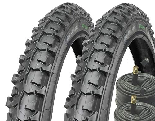 Mountainbike-Reifen : Black Dingo Cycling Products 2X BDCP Mountainbike Reifen Fahrradreifen 24 Zoll 24x1.95 inkl. 2X Schlauch AV