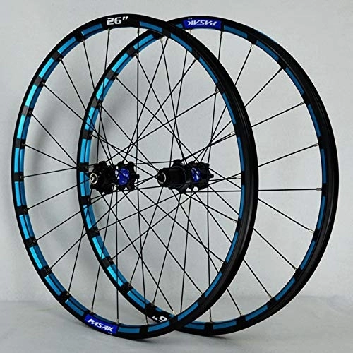 Mountainbike-Räder : 26 / 27, 5 Zoll Mountainbike Laufradsatz MTB Fahrrad Farbe Ring Schnellspanner Scheibenbremse Rad 7 / 8 / 9 / 10 / 11 / 12 Fach Kassette (Color : Blue a, Size : 26in)