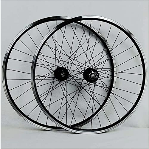 Mountainbike-Räder : Fahrrad-Laufradsatz, 26-Zoll-Doppelwand-Aluminiumlegierungs-Hybrid, Lagerscheiben-V-Ring-Mountainbike-Laufradsatz Laufradsätze (Color : Black)