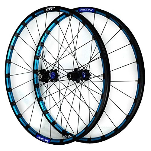 Mountainbike-Räder : Mountainbike Radsatz 26 / 27, 5 Zoll CNC Farbe Rand Scheibenbremse MTB Vorderrad Hinterrad Rad 7 8 9 10 11 12 Fach Kassette Schnellspanner (Color : Blue a, Size : 27.5in)