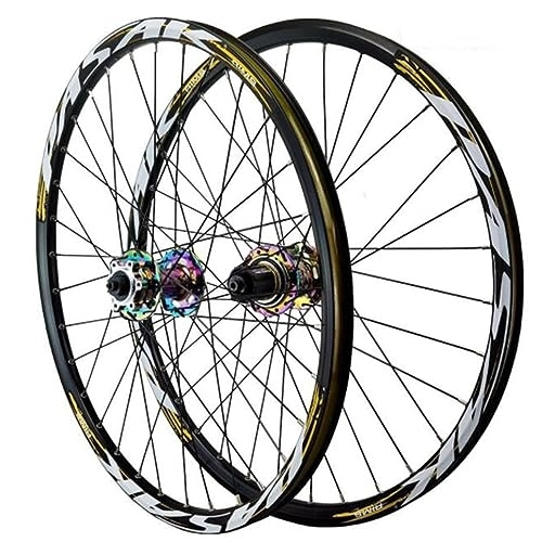 Mountainbike-Räder : MYKINY 24-Zoll-Fahrrad-Vorder- Und Hinterrad, Aluminiumlegierungsradsatz 1, 25-2, 5-Zoll-Reifen Mountainbike-Rad 7 8 9 10 11 12-Gang-Kassette Wheels (Color : Colour hub, Size : 24inch)