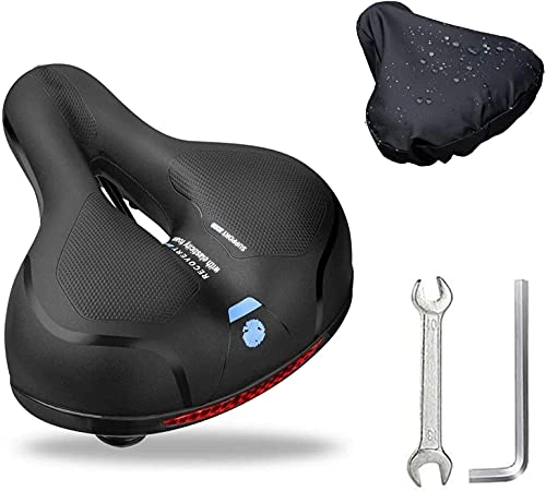 Mountainbike-Sitzes : DHF Atmungsaktiver Fahrradsattel, mit Memory-Schaum, gepolstertes weiches Fahrradkissen, mit doppelten stoßdämpfenden Gummibällen, Werkzeugset, wasserdichte Schutzabdeckung