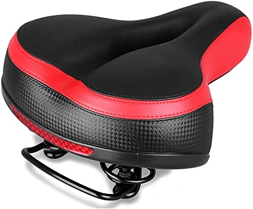 Mountainbike-Sitzes : JJJ Bike Sattel Großer Fahrradsitz mit weichem Kissen Fit für Straßenstädterfahrräder, Mountainbike und Indoor Spin Bikes (Color : Red)