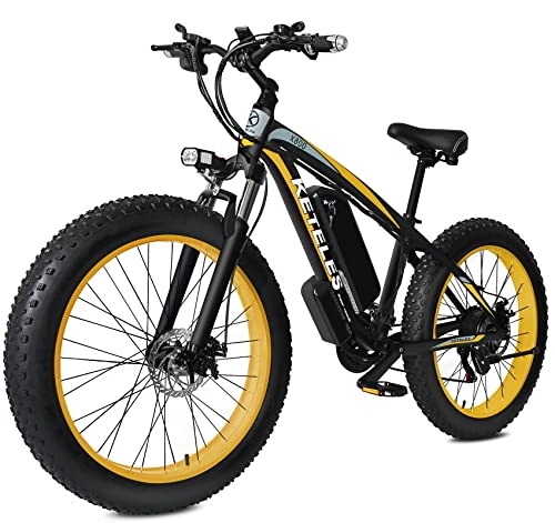 Elektrische Mountainbike : 26 Zoll E Bike Elektro Fahrrad, 1000 Watt Elektrofahrräder mit 48V Abnehmbarer 17.5Ah Akku, Fettreifen Mountain / Schnee E-Bike für Erwachsene Herren Damen