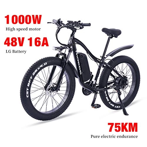 Elektrische Mountainbike : e Bike Mountainbike ebike für Damen & Herren elektrofahrrad 26 Zoll 1000W 16A LG Batterie 21 Gang Doppelte Hydraulische Scheibenbremse