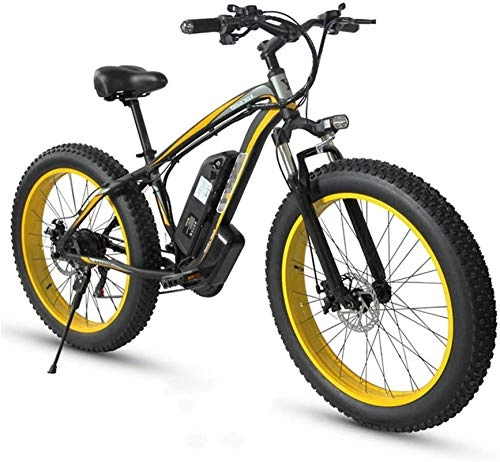 Elektrische Mountainbike : Ebike e-Bike, Adult Fat Tire Elektro Mountainbike, 26 Zoll-Räder, Leichtes Aluminium Rahmen, Vorder Fahrwerk, Bremsen Dual Disc, Elektro-Trekkingrad for Touring (Color : Yellow)