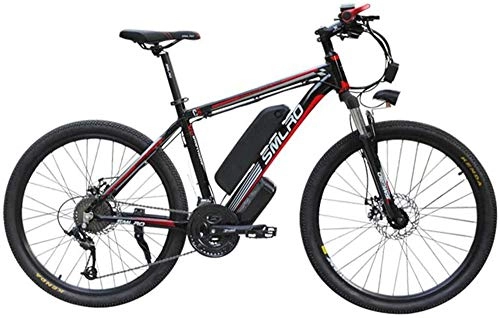 Elektrische Mountainbike : Elektrofahrrad, 26 '' Electric Mountain Bike Brushless Getriebemotor Große Kapazität (48V 350W 10Ah) 35 Meilen Reichweite und Doppelscheibenbremsen Alloy Elektro-Fahrrad, Fahrrad (Color : Black Red)