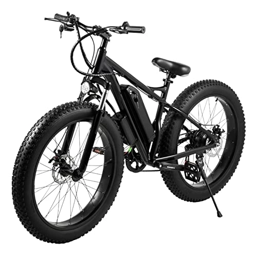 Elektrische Mountainbike : elektrofahrrad klappbar Elektrisches Fahrrad for Erwachsene 30km / H 48V 500W Elektrisches Fahrrad 26 * 4, 0 Zoll Schneefettreifen Lithiumbatterie 12ah Ebike (Farbe : Black 500w)
