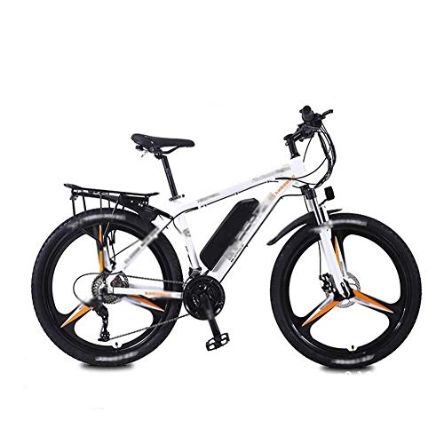 Elektrische Mountainbike : FZYE 26 Zoll Elektrofahrräder Radsport Fahrräder, Stütztes Fahrrad Variabler Geschwindigkeit Doppelscheibenbremse 36V13AhLithium Batterie LED-Anzeige Erwachsene, Weiß