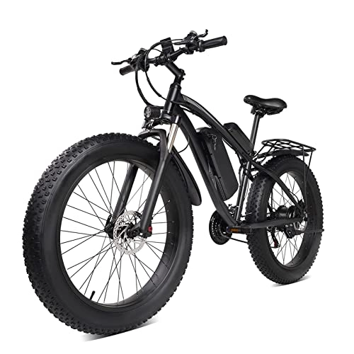 Elektrische Mountainbike : HMEI elektrofahrrad klappbar 1000w Electric Bike 26 Zoll Fettreifen Aluminiumlegierung Outdoor Beach Mountainbike mit abnehmbarem 4 8v17ah. Batterie, Federgabel 21 Geschwindigkeitszahnräder