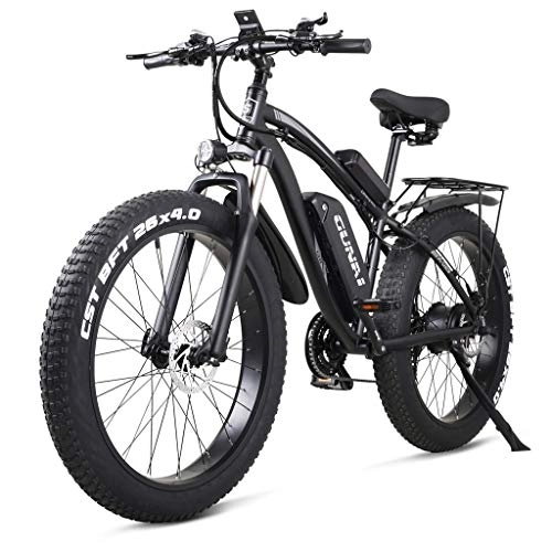 Elektrische Mountainbike : HOME-MJJ 26" Adult Electric Bike 1000W Elektro-Fat Tire Bikes Beach Bike Cruiser Elektro-Fahrrad 48V 17Ah Lithium-Batterie E-Fahrrad Electric Mountain Bicycle (Color : Black, Size : 1000W-17Ah)