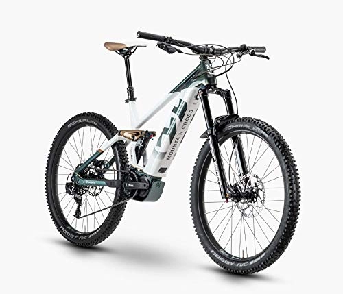 Elektrische Mountainbike : Husqvarna Mountain Cross 5 Shimano Steps Fullsuspension Elektro Mountain Bike 2020 (52cm, Green / White / Bronze)