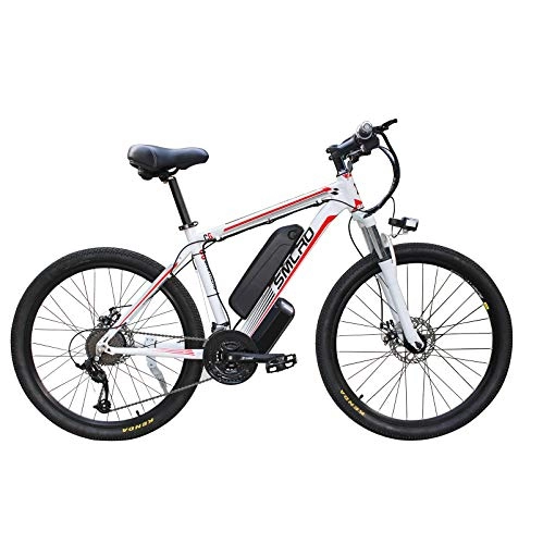 Elektrische Mountainbike : Hyuhome Elektrische Fahrräder für Erwachsene, 360W Aluminiumlegierung Ebike Fahrrad Removable 48V / 10Ah Lithium-Ionen-Akku Mountainbike / Arbeitsweg Ebike, White red
