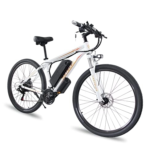 Elektrische Mountainbike : KETELES 26 / 29 Zoll MTB City E-Bike Tiefeinsteiger mit 48V-18 AH(864Wh) Akku und für Damen und Herren, Elektrofahrrad / Pedelec im mit 21 Gänge-K820 (29-Zoll-Reifen, weiß)