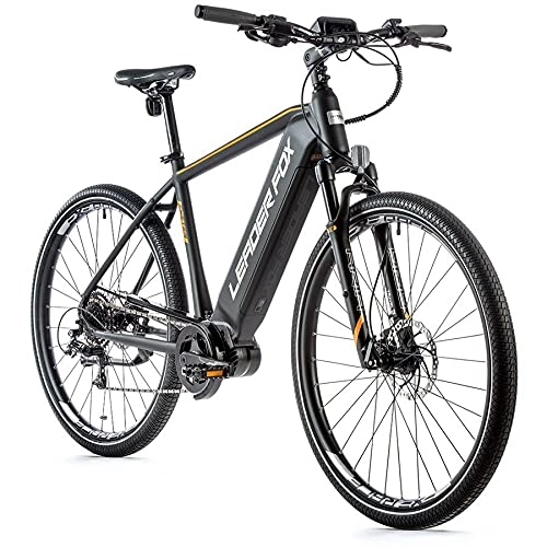 Elektrische Mountainbike : Leader Fox Exeter Gent Cross E-Bike Pedelec 540 Wh 9 Gang RH 57 Schwarz Orange