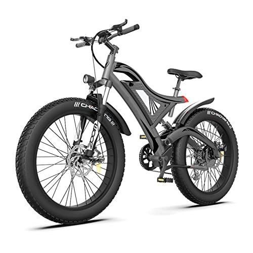 Elektrische Mountainbike : LWL elektrofahrrad E-Bikes for Erwachsene elektrisch 75 0w 27 mph 26 Zoll 4, 0 Fettreifen Ebike 48V 15Ah Lithium Batterie Strand Stadt Elektrische Fahrrad Berg Elektrische Fahrrad (Farbe : Dark Grey)