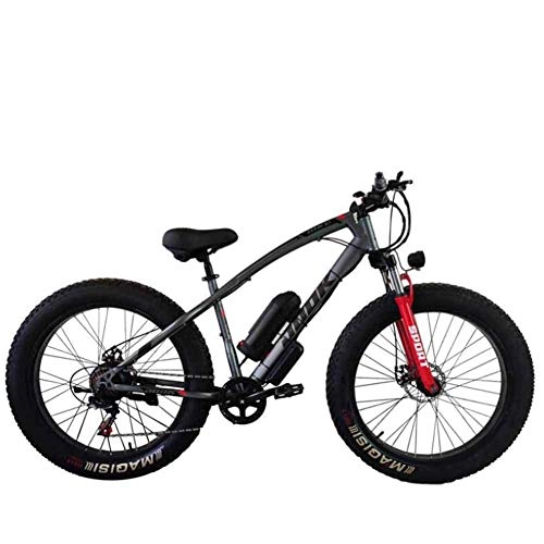 Elektrische Mountainbike : N / A Mall elektrisches Fahrrad Lithium-Batterie Fat Reifen statt Mountain Bike Adult Breitreifen Erhöhung Cross-Country Schnee, Grau, Grau